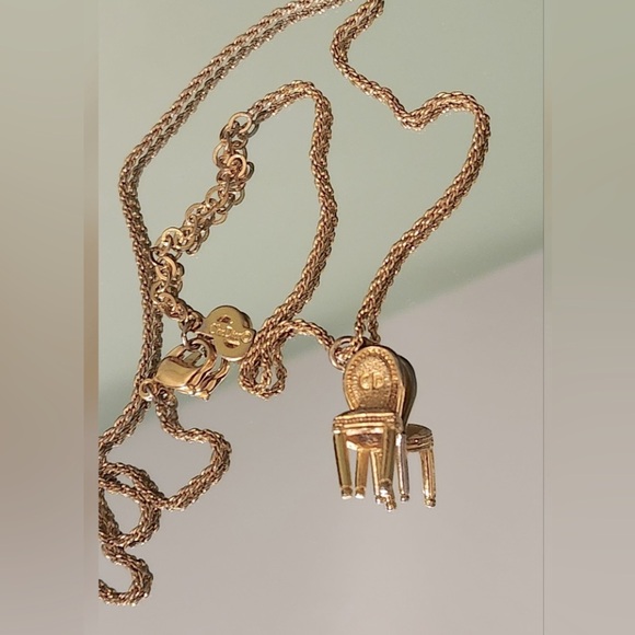 CHRISTIAN DIOR RARE GOLD PLATED CHAIR PENDANT AND NECKLACE - Picture 1 of 6